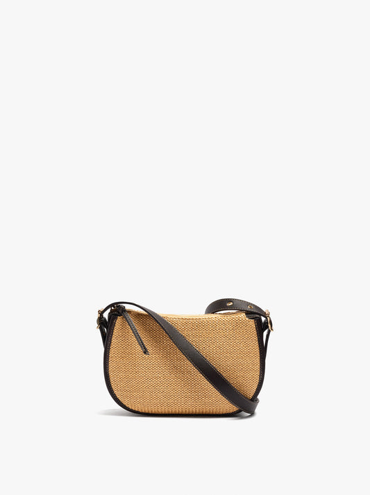 Structured Crossbody Bag With Paper Straw Effect
