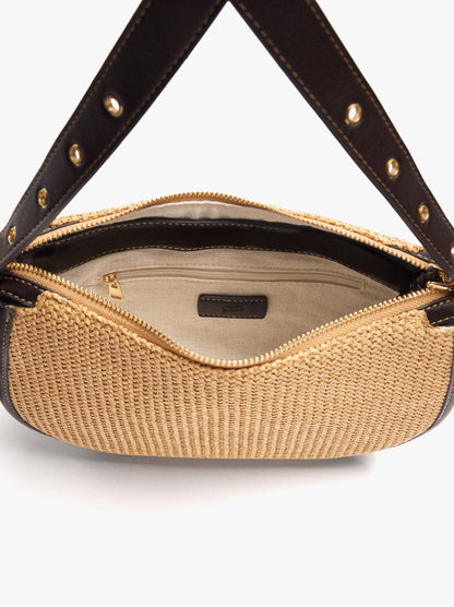 Structured Crossbody Bag With Paper Straw Effect