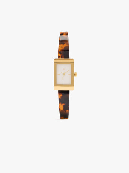 Rectangular Watch With Tortoiseshell-Effect Bracelet