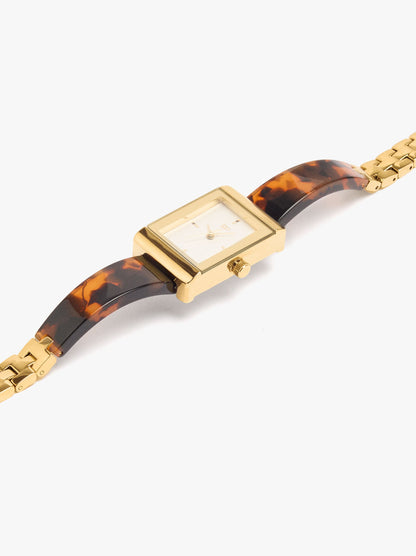 Rectangular Watch With Tortoiseshell-Effect Bracelet
