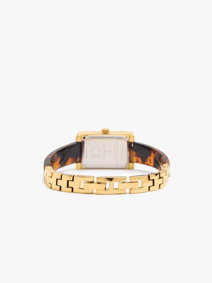 Rectangular Watch With Tortoiseshell-Effect Bracelet