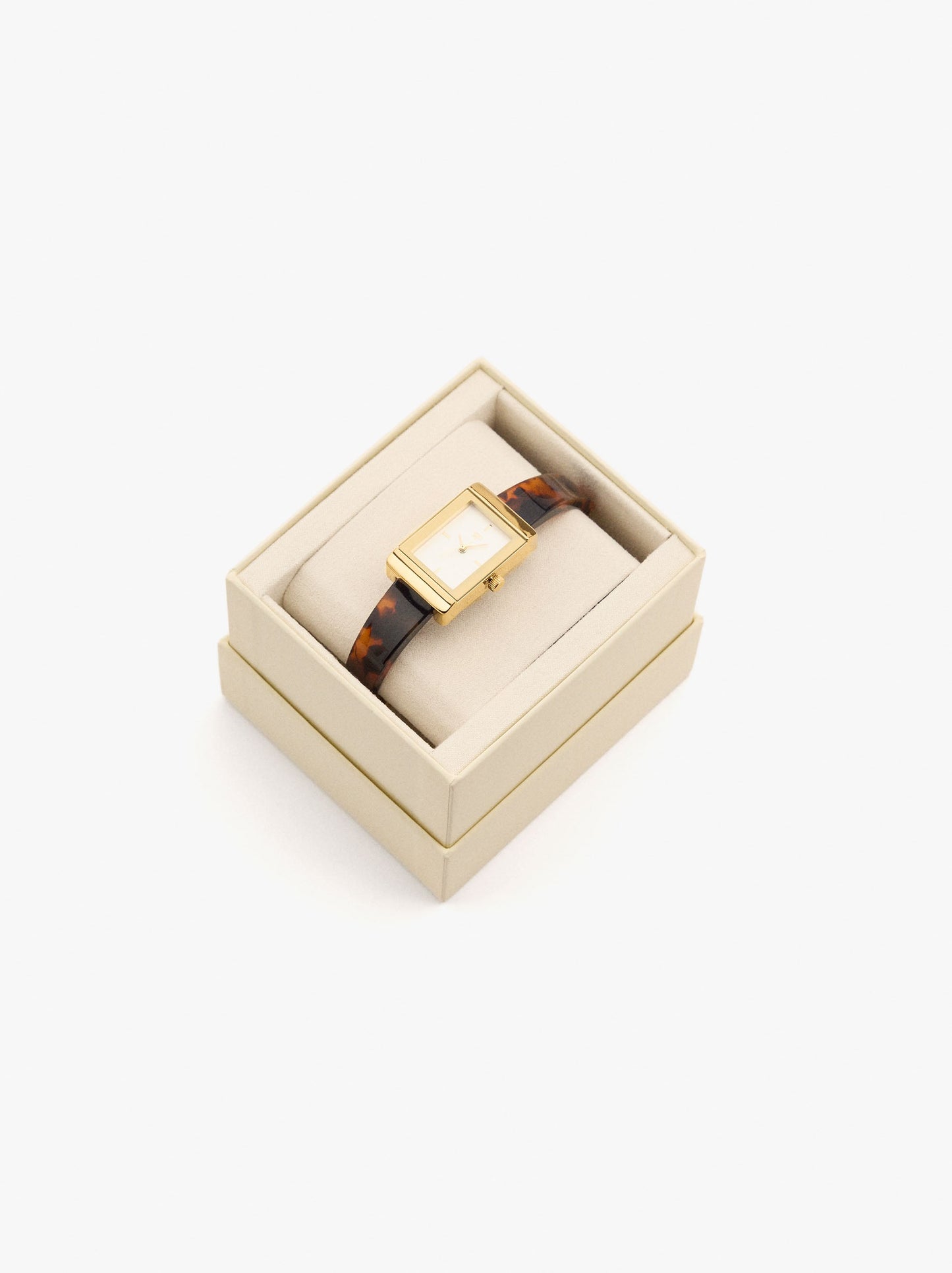 Rectangular Watch With Tortoiseshell-Effect Bracelet