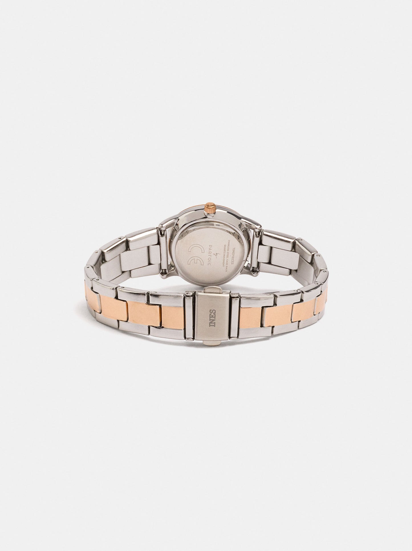 Round Bicolor Watch With Stainless Steel Bracelet