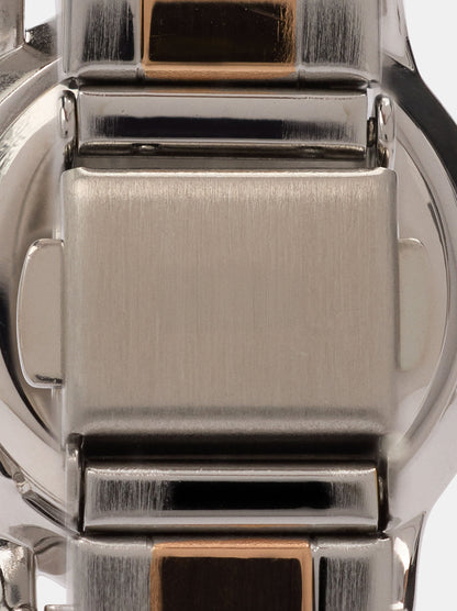 Round Bicolor Watch With Stainless Steel Bracelet