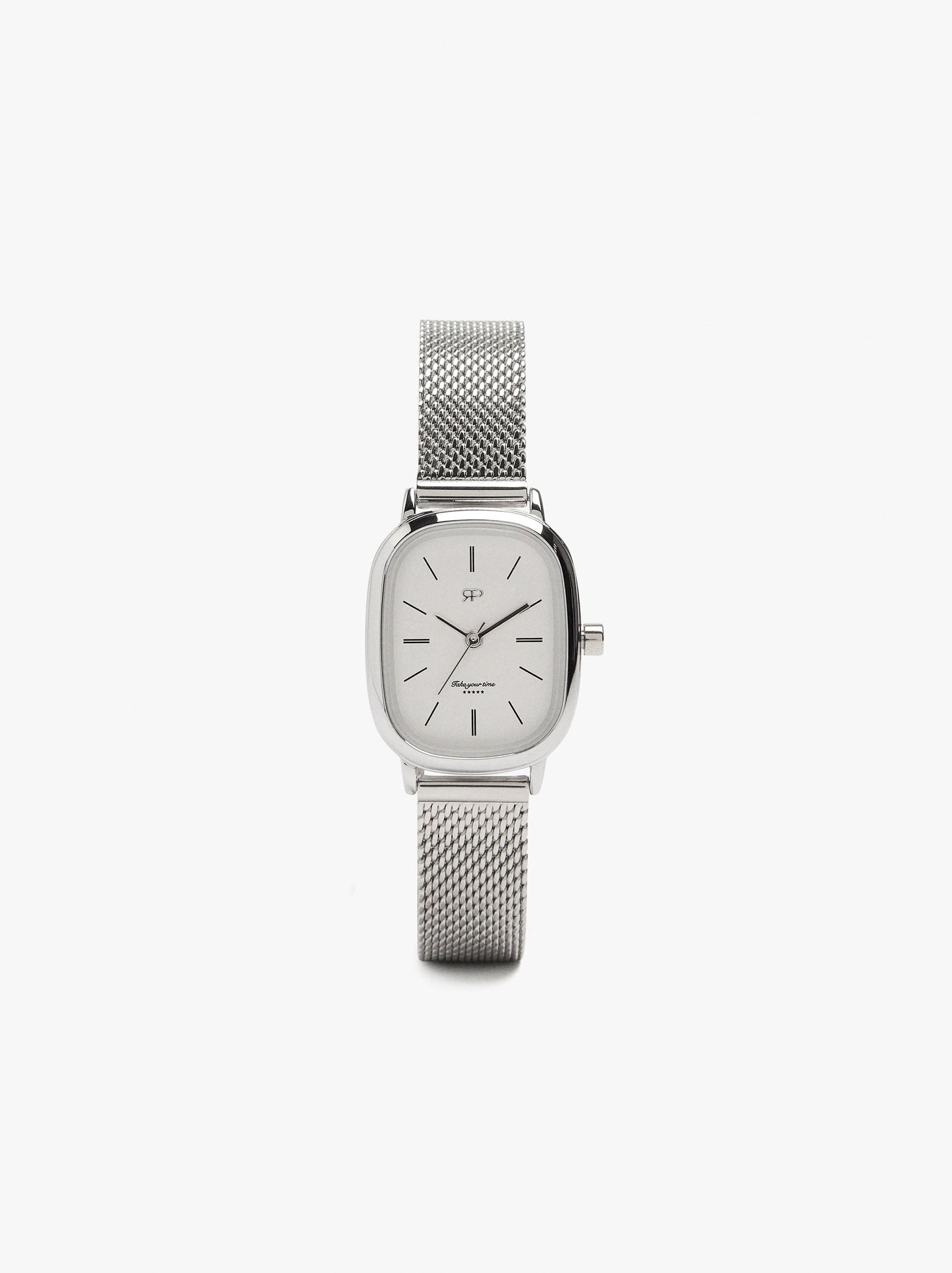 Rectangular Watch With Metal Mesh