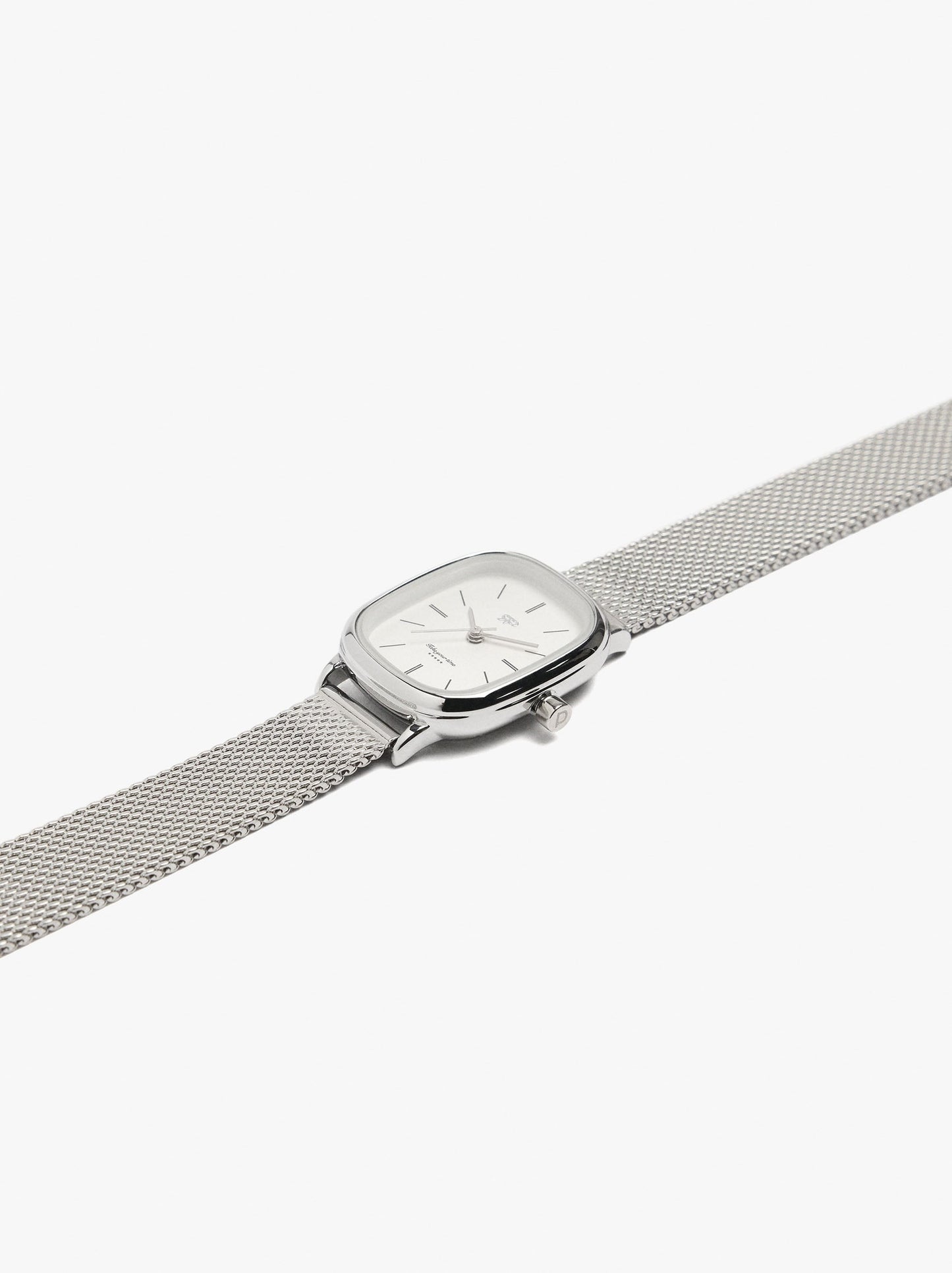 Rectangular Watch With Metal Mesh