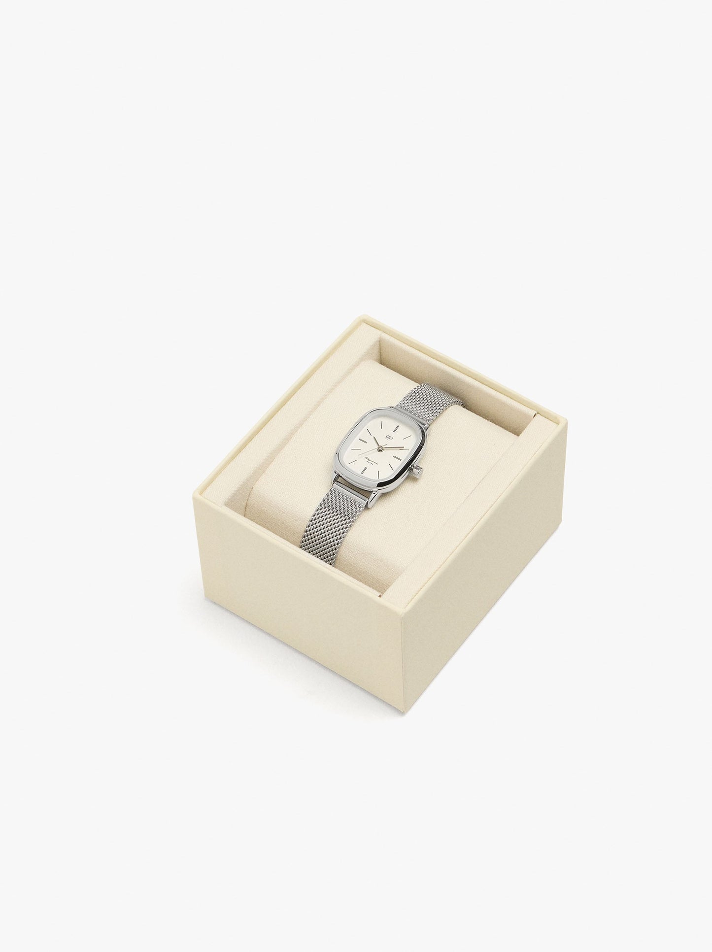 Rectangular Watch With Metal Mesh