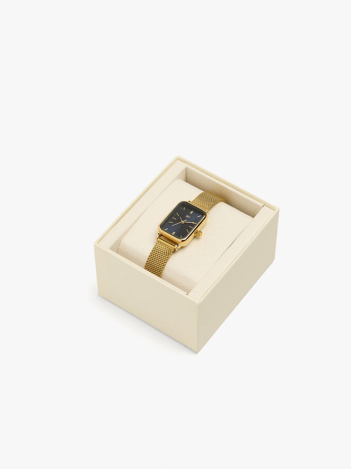 Rectangular Watch With Stainless Steel Metal Mesh