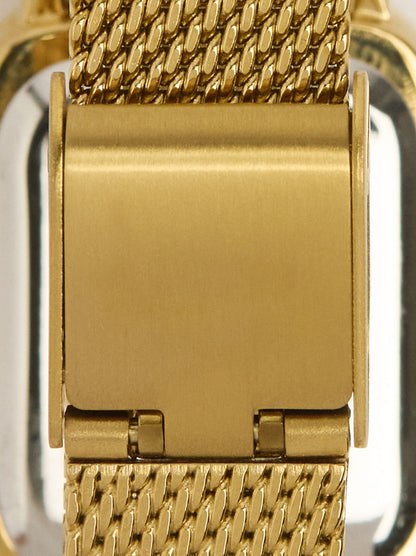 Rectangular Watch With Stainless Steel Metal Mesh