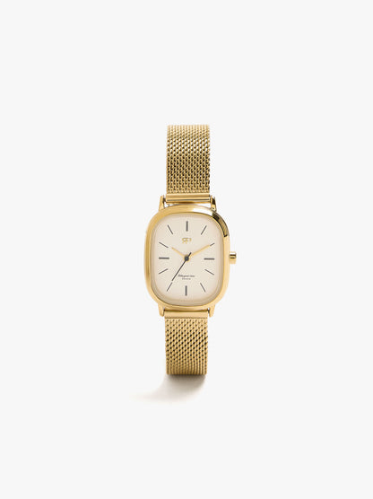 Rectangular Watch With Steel Metal Mesh