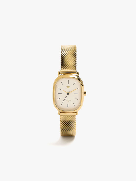 Rectangular Watch With Steel Metal Mesh