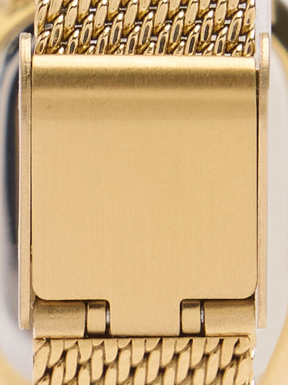 Rectangular Watch With Steel Metal Mesh