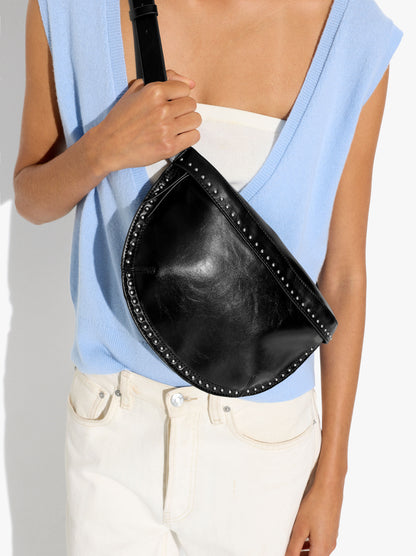 Belt Bag Cracked Effect With Studs