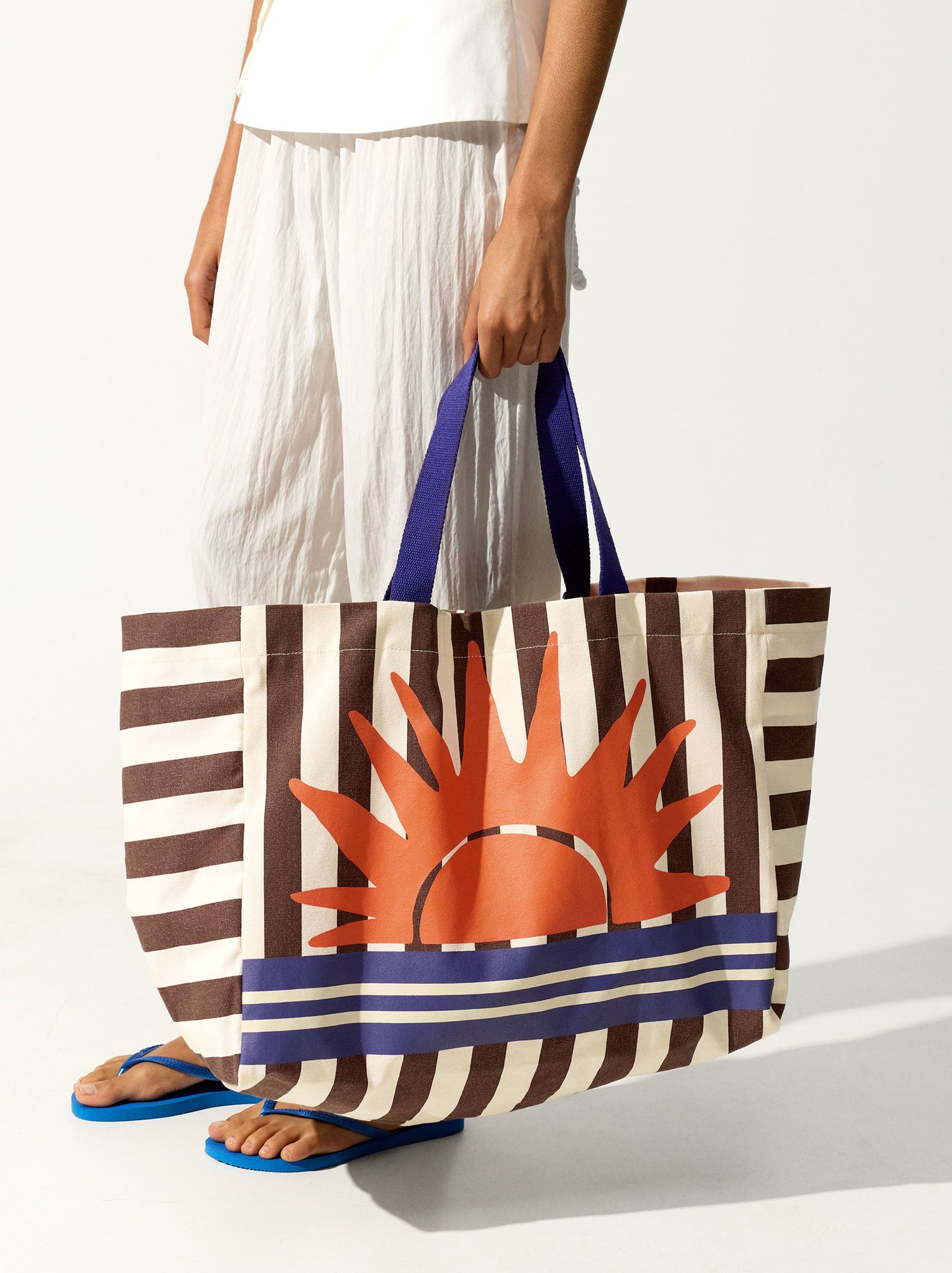Shopper Bag With Stripes With Printed
