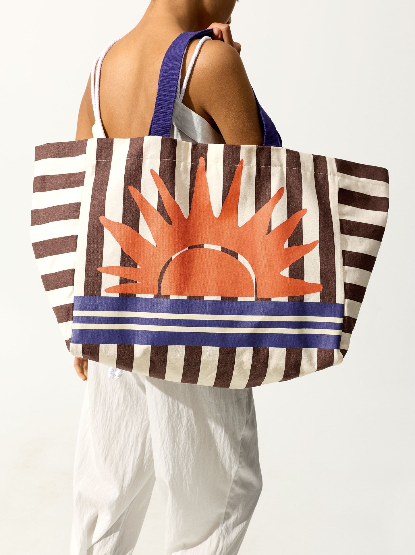 Shopper Bag With Stripes With Printed