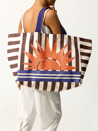 Shopper Bag With Stripes With Printed