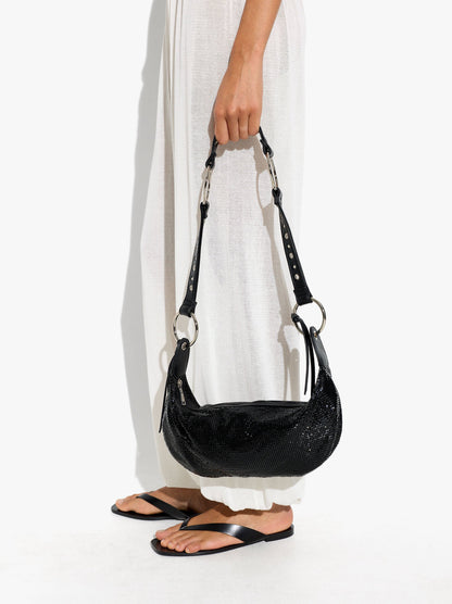 Shoulder Bag With Shiny Metallic Mesh