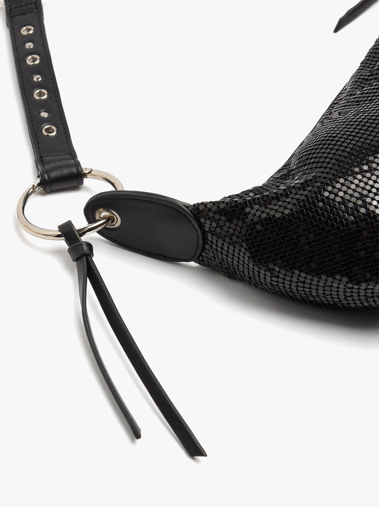 Shoulder Bag With Shiny Metallic Mesh