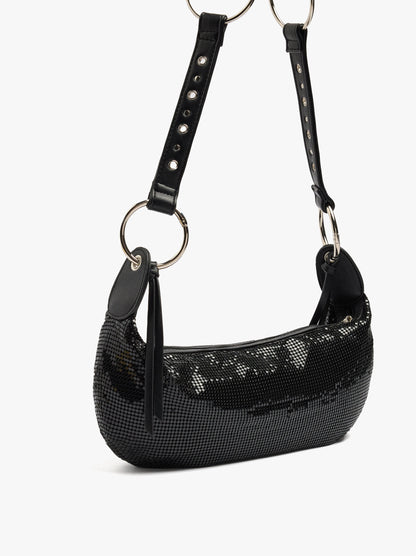Shoulder Bag With Shiny Metallic Mesh