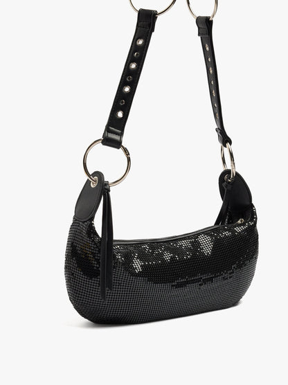 Shoulder Bag With Shiny Metallic Mesh