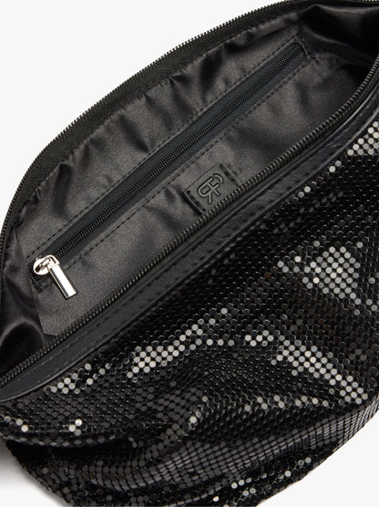 Shoulder Bag With Shiny Metallic Mesh