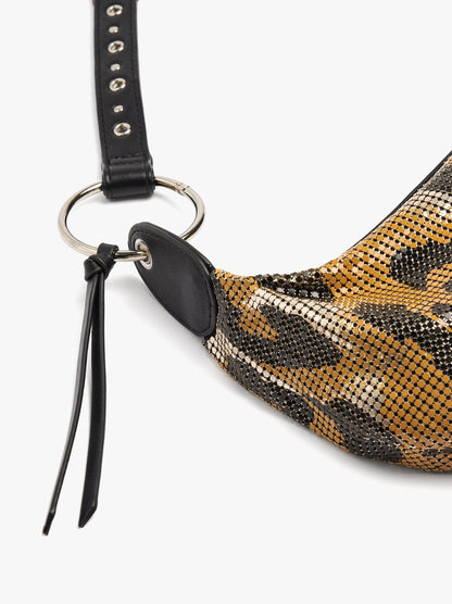 Shoulder Bag With Metallic Mesh Animal Print