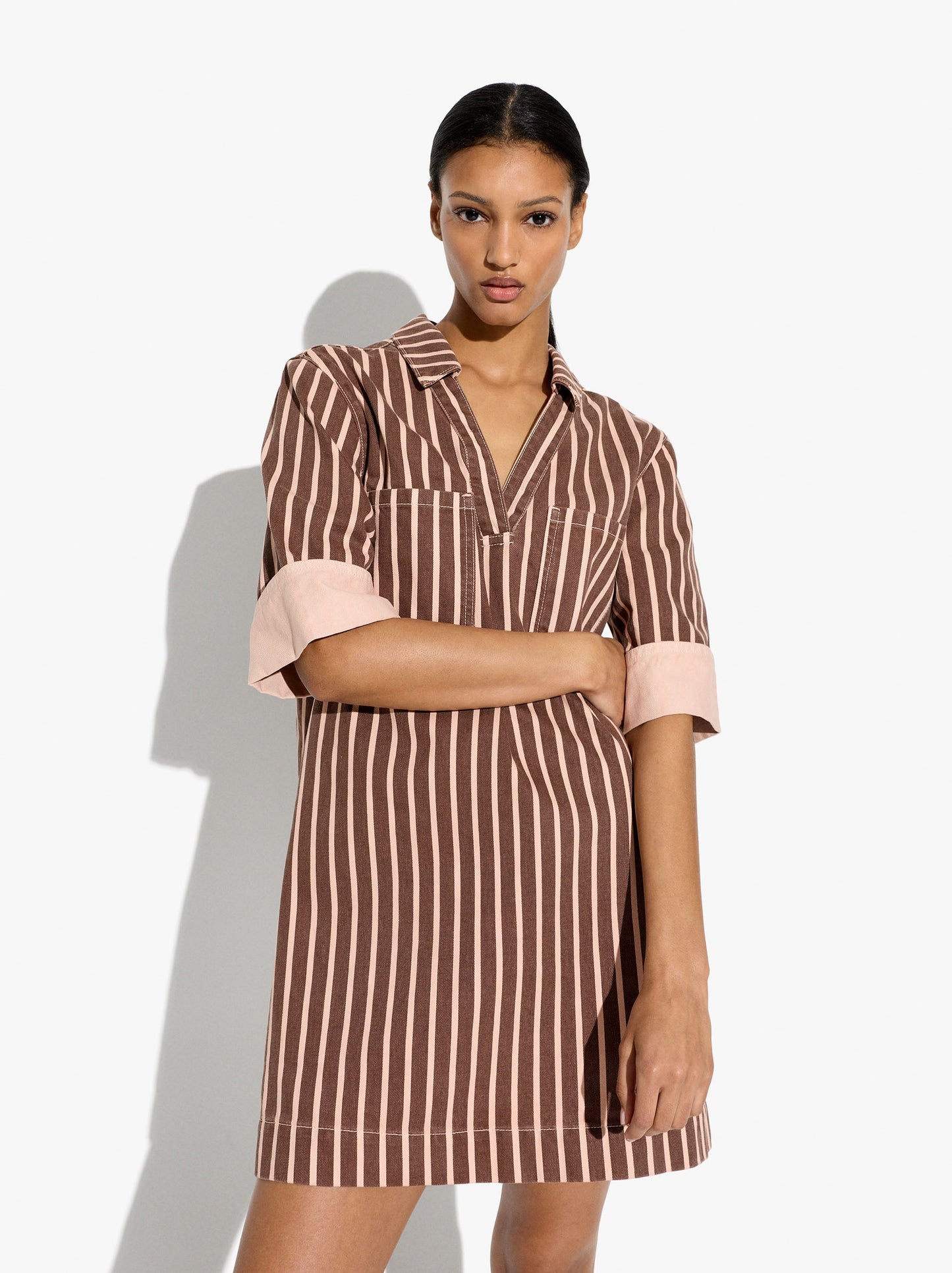 Shirt Dress With Stripes 100% Cotton