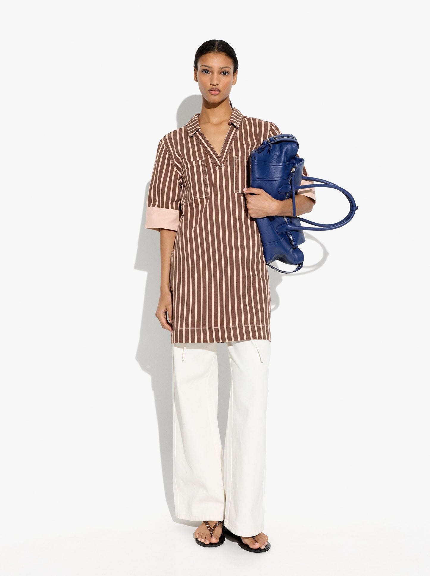 Shirt Dress With Stripes 100% Cotton