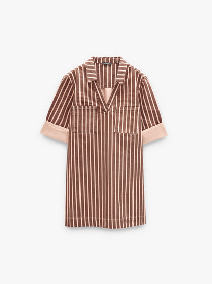 Shirt Dress With Stripes 100% Cotton