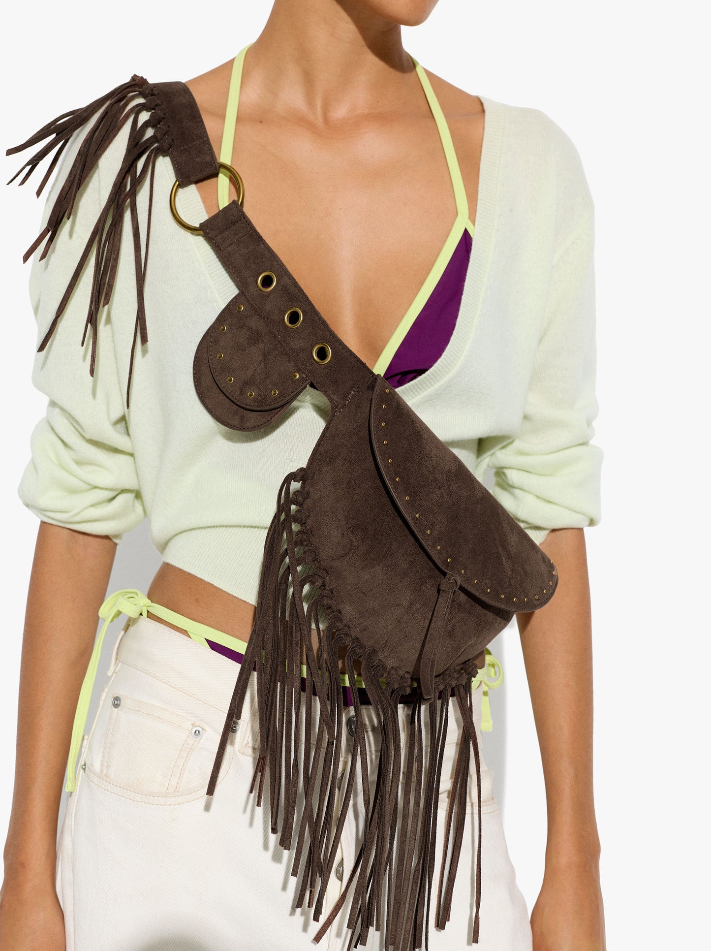 Leather-Effect Bum Bag With Fringes