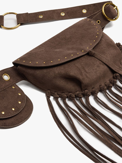 Leather-Effect Bum Bag With Fringes