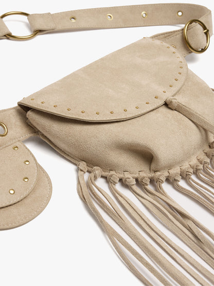 Leather-Effect Bum Bag With Fringes