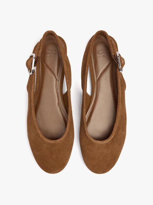 Leather Ballet Flats With Slingback