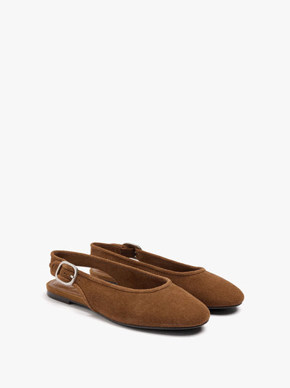 Leather Ballet Flats With Slingback
