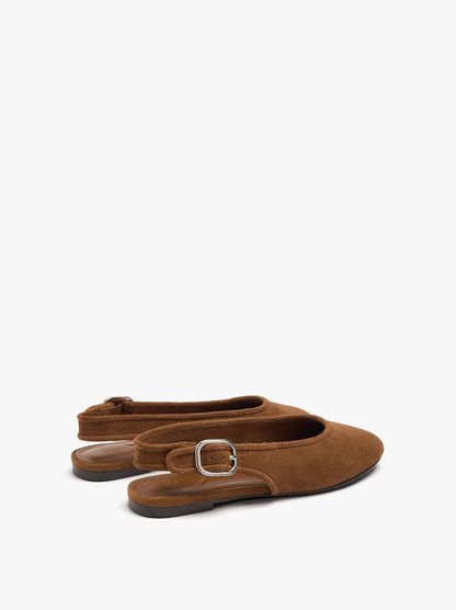 Leather Ballet Flats With Slingback