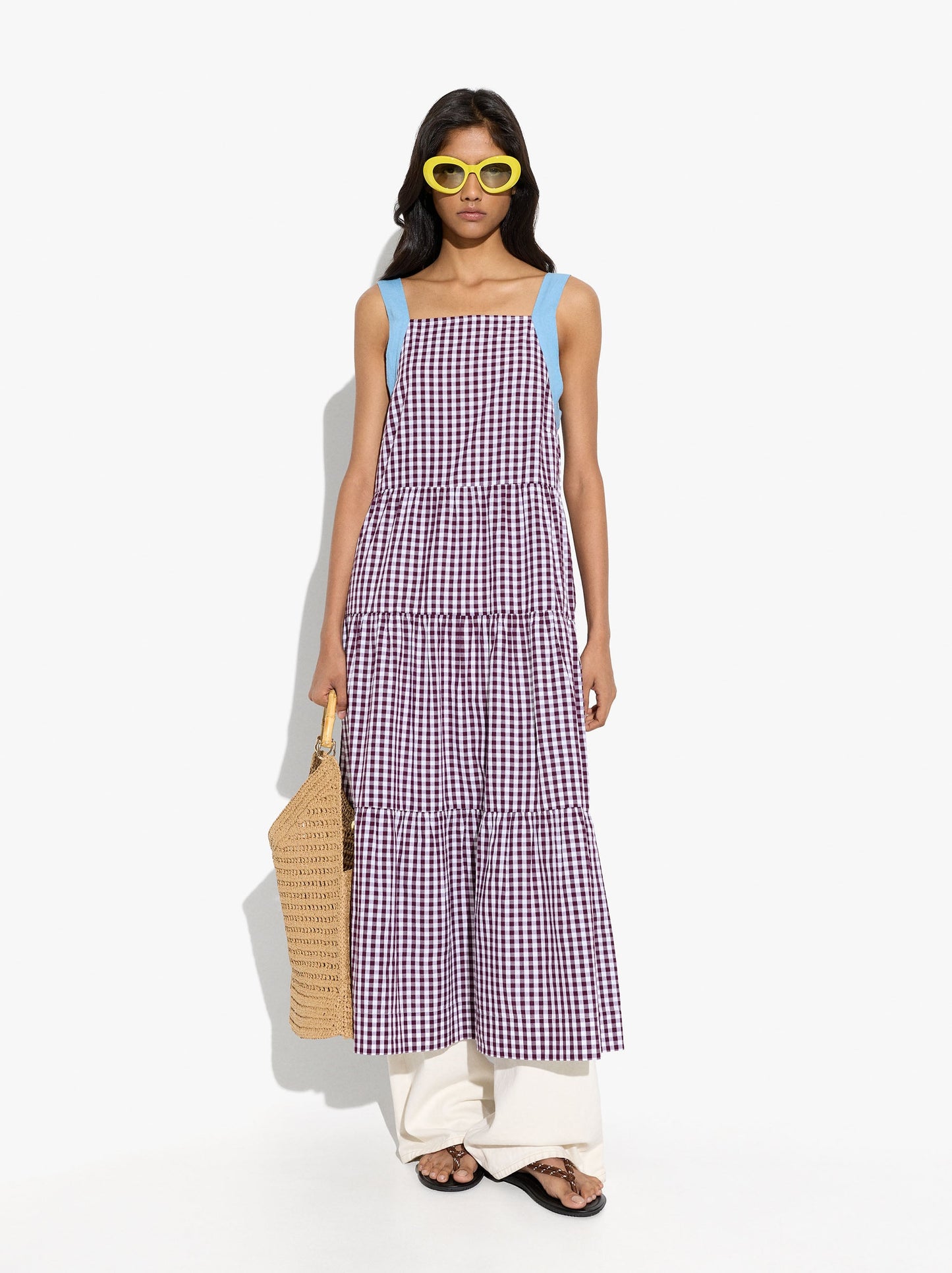 100% Cotton Midi Dress With Panels