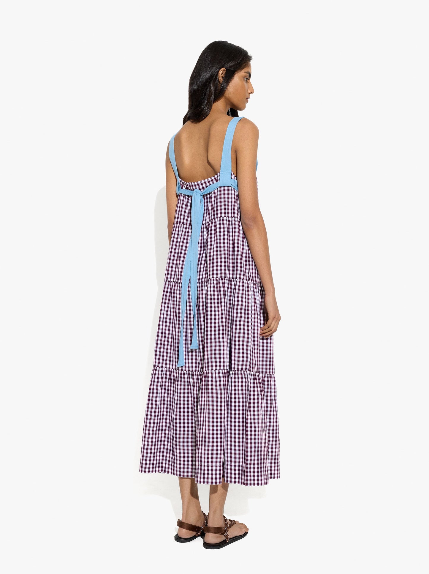 100% Cotton Midi Dress With Panels