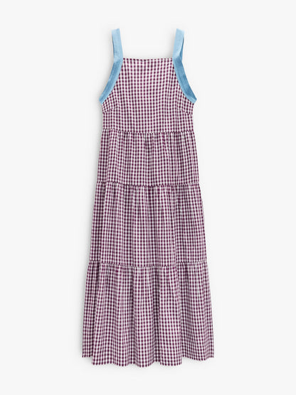 100% Cotton Midi Dress With Panels