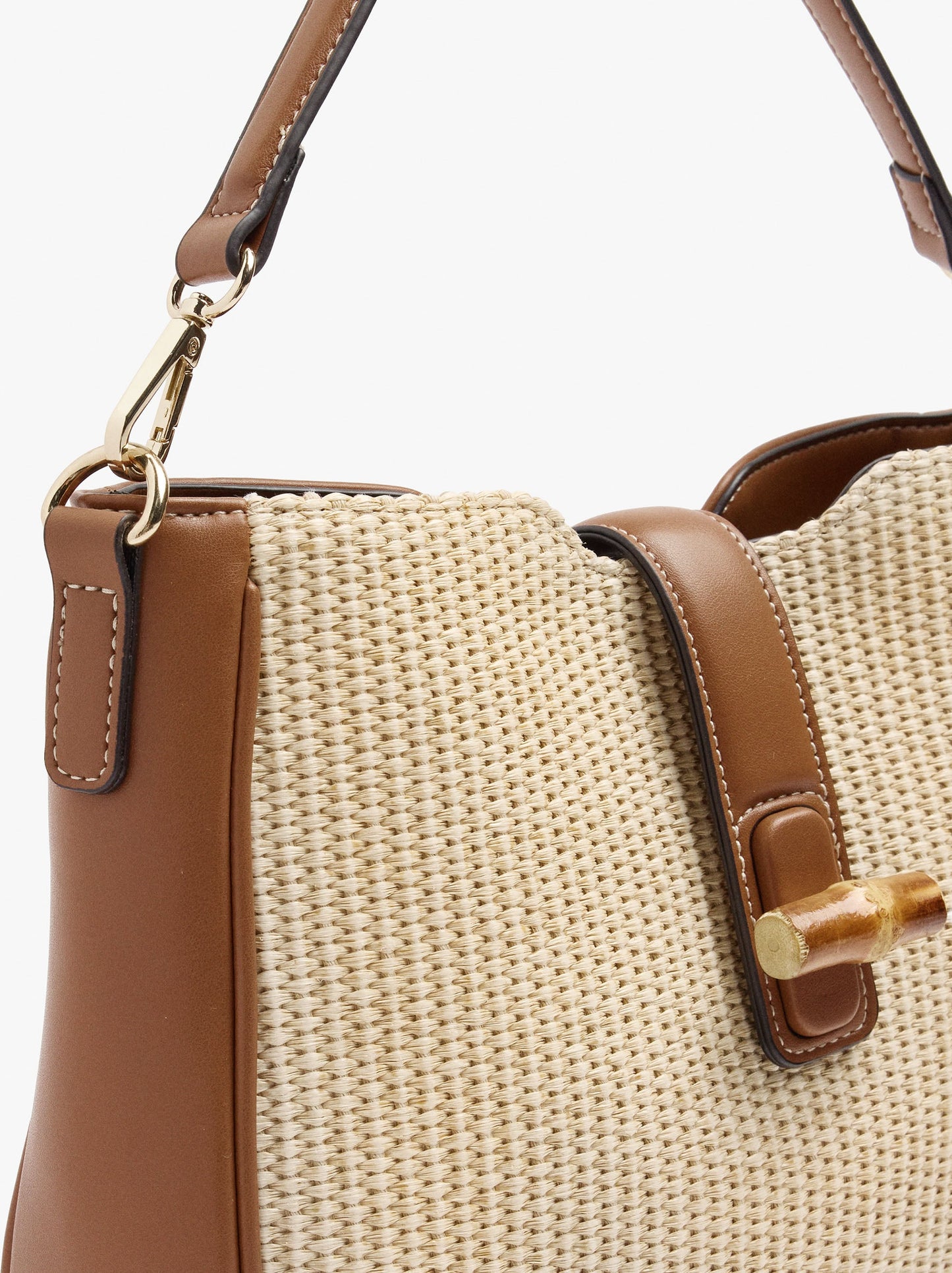 Paper Straw Effect Shoulder Bag With Crossbody Bag