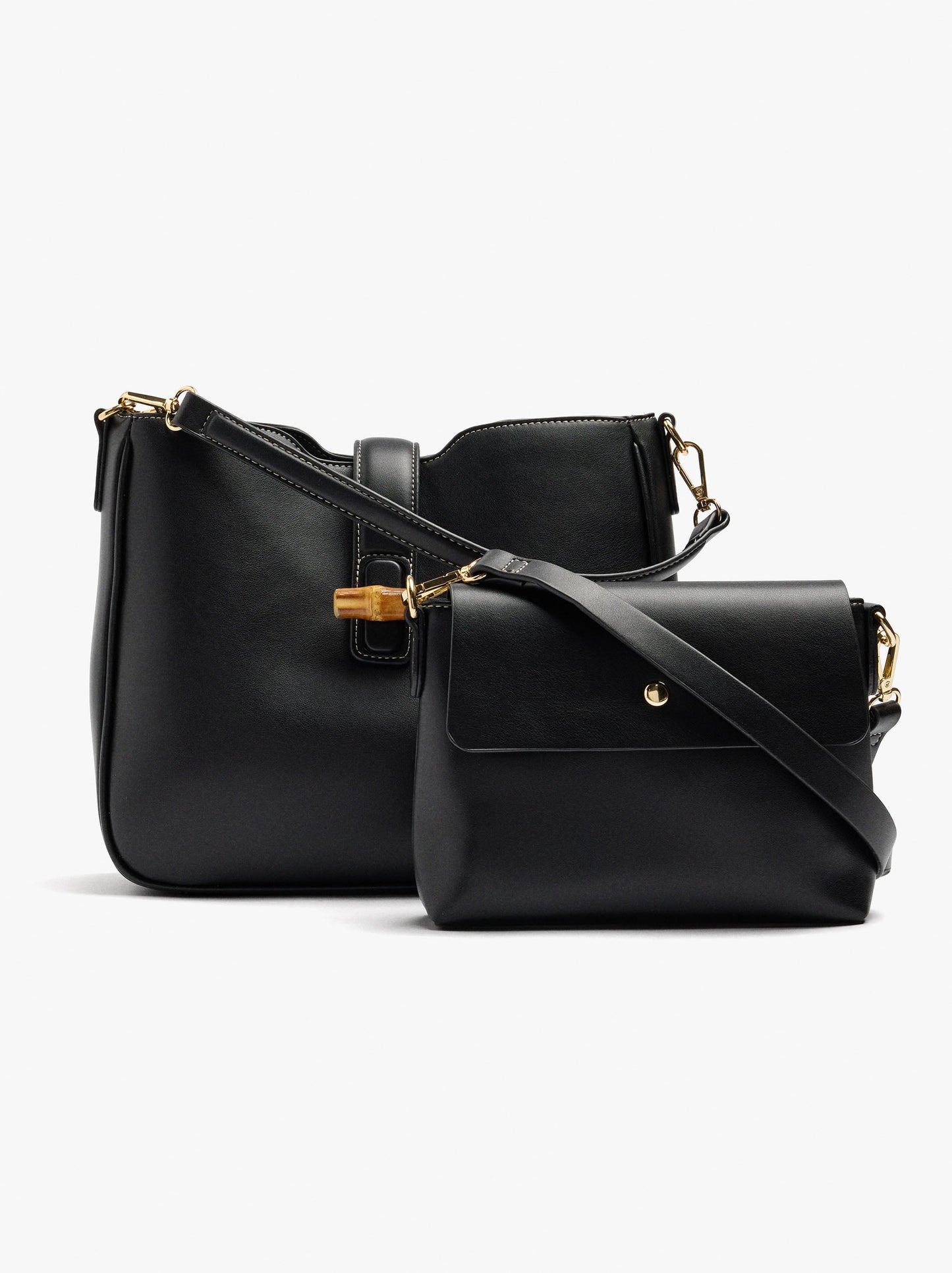 Plain Shoulder Bag With Crossbody Bag