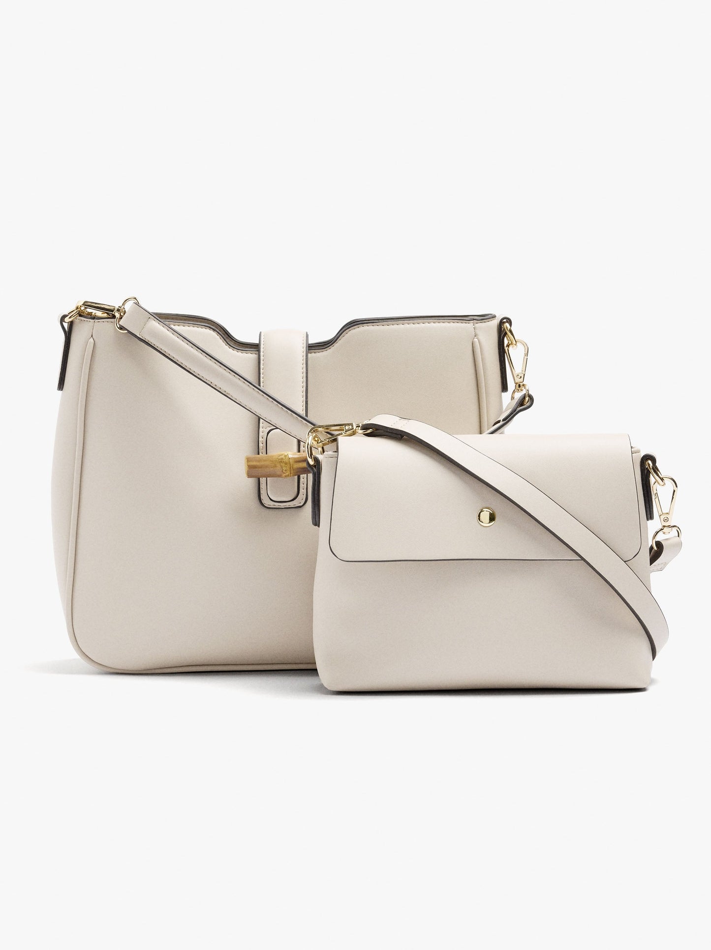 Plain Shoulder Bag With Crossbody Bag