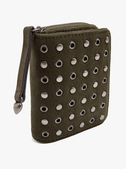 Basic Leather-Effect Wallet With Studs