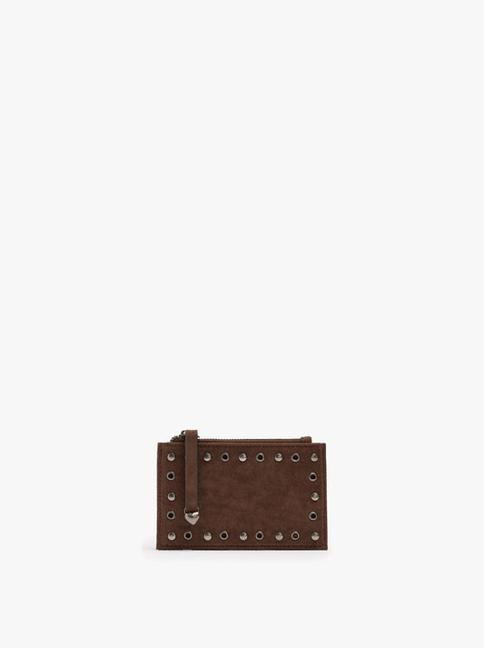 Basic Leather-Effect Card Holder With Studs
