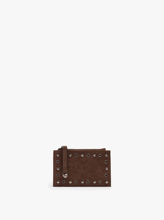 Basic Leather-Effect Card Holder With Studs