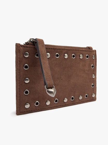 Basic Leather-Effect Card Holder With Studs