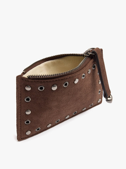 Basic Leather-Effect Card Holder With Studs