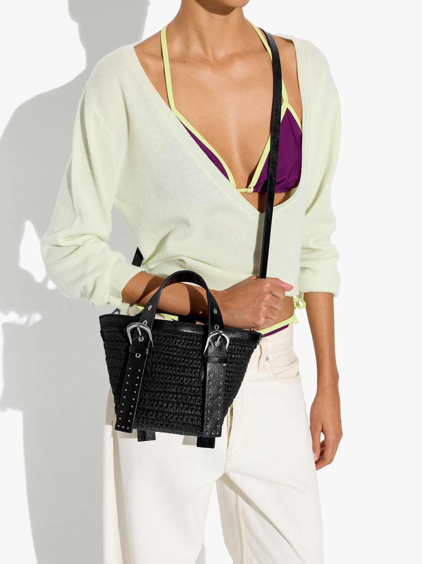 Tote Bag Paper Straw With Crossbody