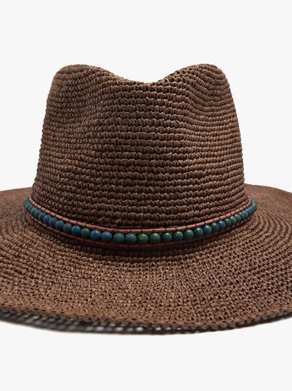 Paper Straw Effect Hat With Beads Belt