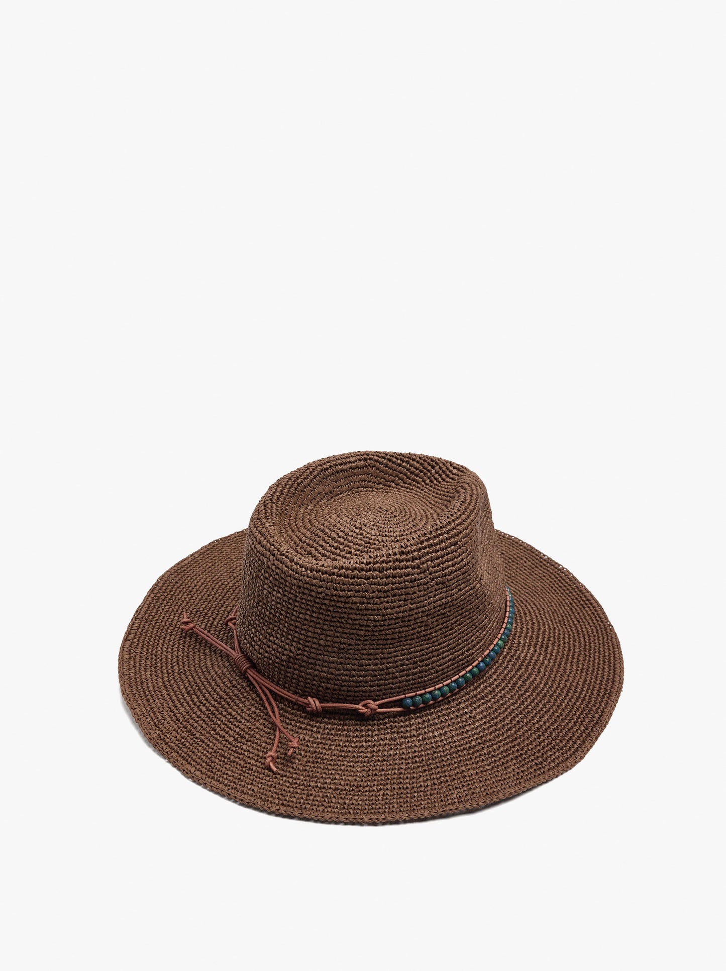 Paper Straw Effect Hat With Beads Belt
