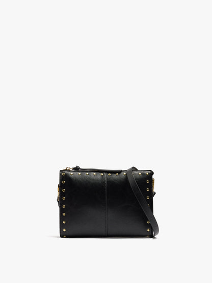 Crossbody Bag With Cracked Effect With Studs